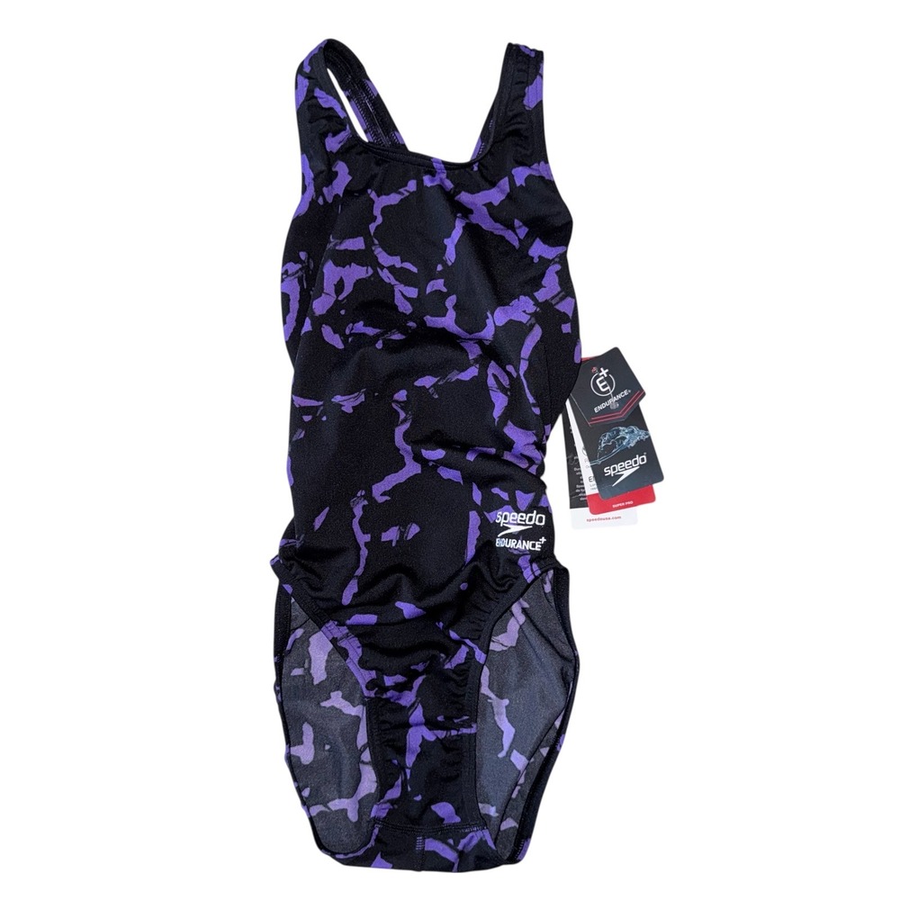 Speedo Edurance Plus Size 20 Black Purple Racerback‎ Swimsuit NWT